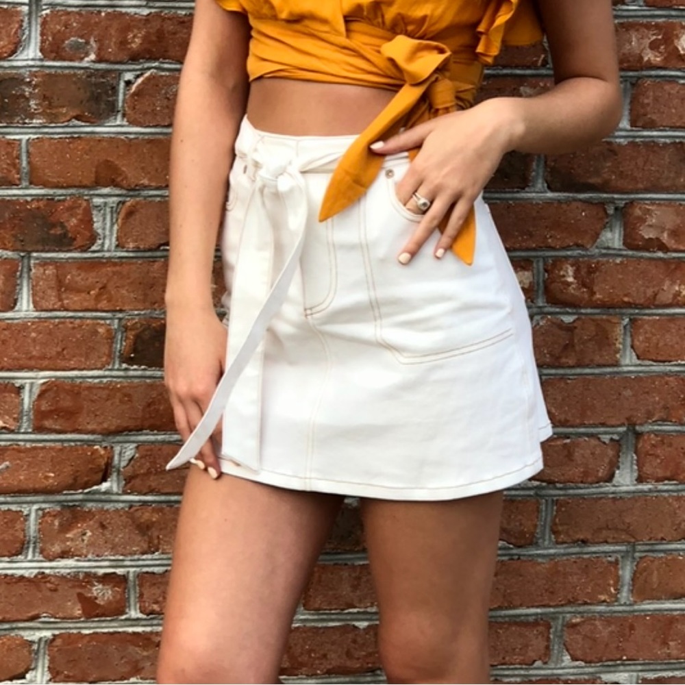 J.O.A just one answer white denim skirt